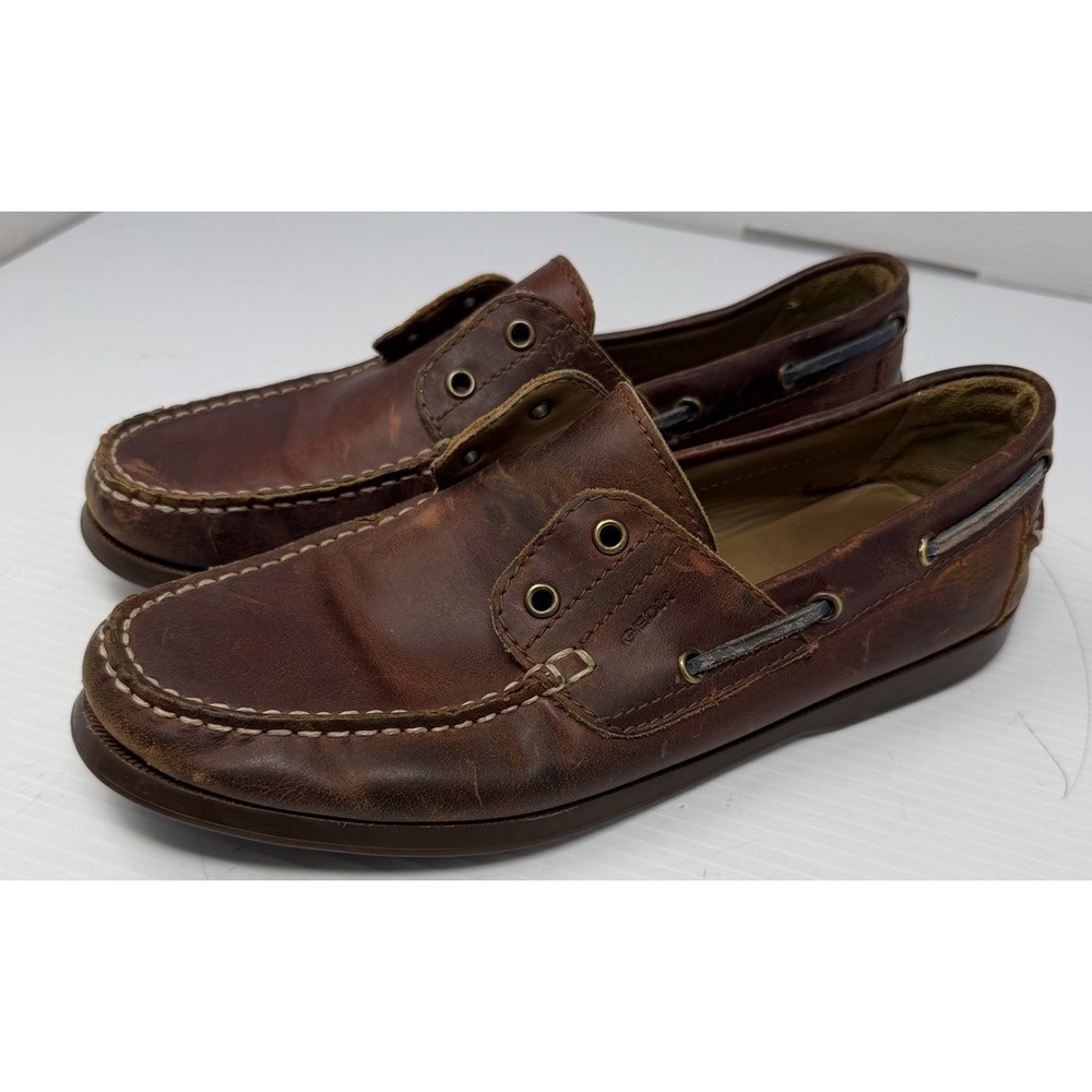 Geox Respira Driving Loafers Men Size 8 EU 41 Brown Leather Casual